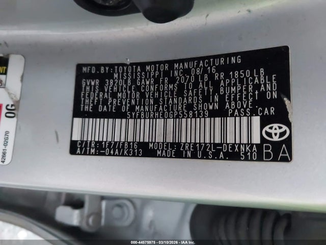 Toyota Corolla Le Plus 2016 5YFBURHE0GP558139 Image 9