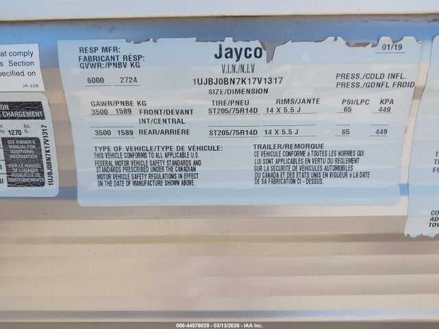 Jayco Other 2019 1UJBJ0BN7K17V1317 Image 9