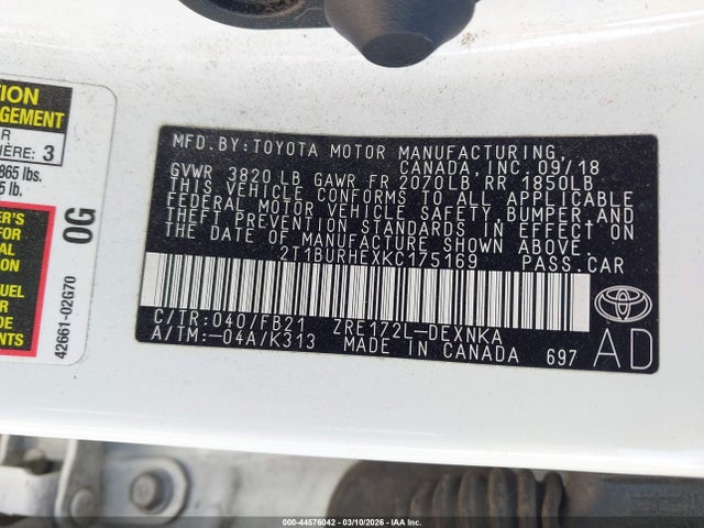 Toyota COROLLA LE 2019 2T1BURHEXKC175169 Image 9