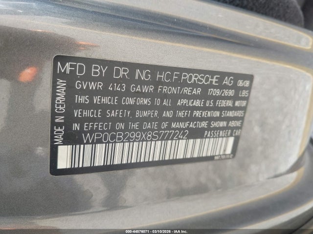 2008 PORSCHE 911 WP0CB299X8S777242 Photo 8