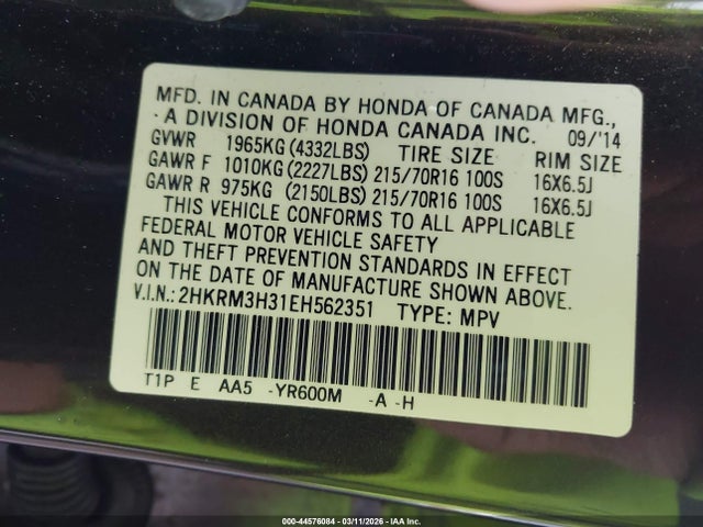 2HKRM3H31EH562351 Honda CR-V LX