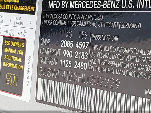 55SWF4JB5HU202229 Mercedes-Benz C 300 Sport