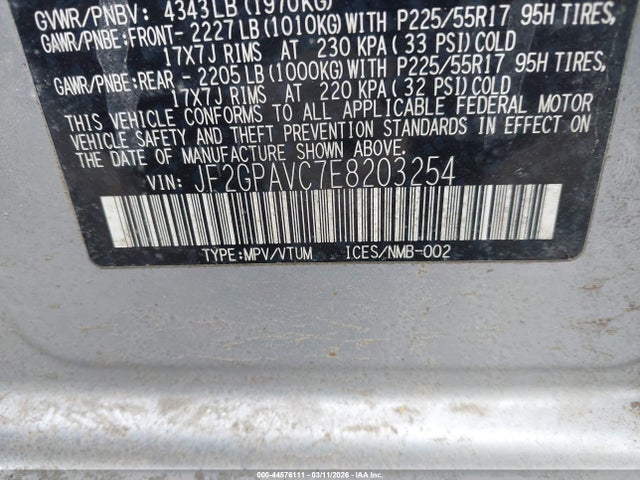 44576111 :رقم المزاد ، JF2GPAVC7E8203254 vin ، 2014 Subaru Xv Crosstrek 2.0i Premium مزاد بيع