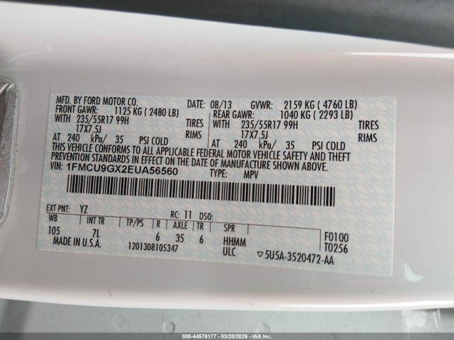 Ford ESCAPE SE 2014 1FMCU9GX2EUA56560 Image 9