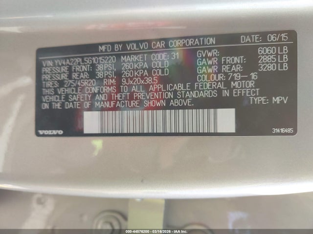 YV4A22PL5G1015220 Volvo Xc90 T6 Inscription