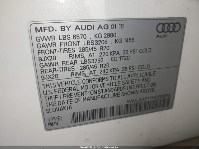 WA1LAAF77HD006610 Audi Q7 3.0t Premium