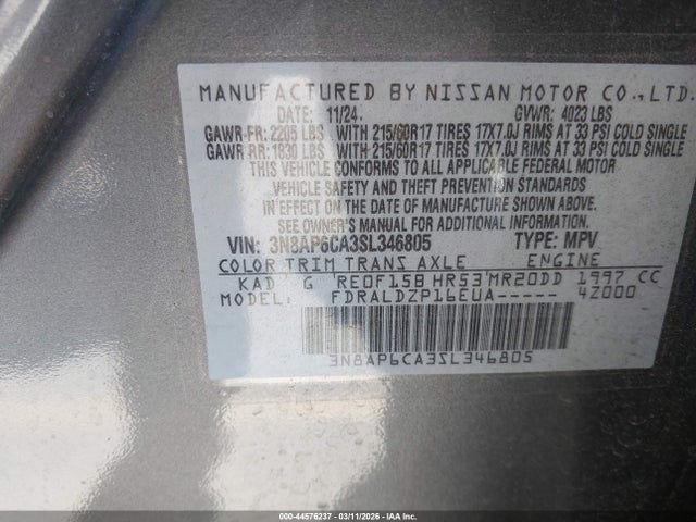 3N8AP6CA3SL346805 Nissan Kicks Sv Fwd
