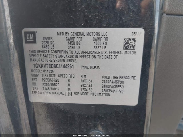 Продаж на аукціоні авто 2012 Gmc Acadia Denali, vin: 1GKKVTED8CJ144261, номер лоту: 44576249