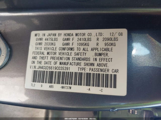 Aukcja sprzedaży 2009 Acura Tsx, vin: JH4CU26619C035391, numer aukcji: 44576269