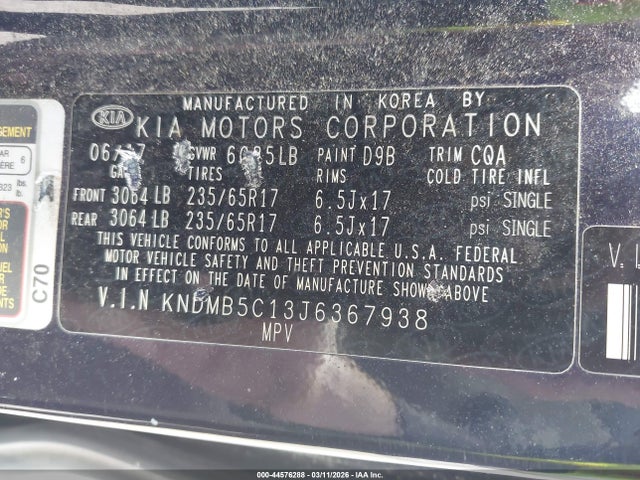 Aukcja sprzedaży 2018 Kia Sedona Lx, vin: KNDMB5C13J6367938, numer aukcji: 44576288