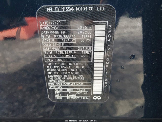 2021 INFINITI QX50 3PCAJ5BB0MF114889 Photo 8