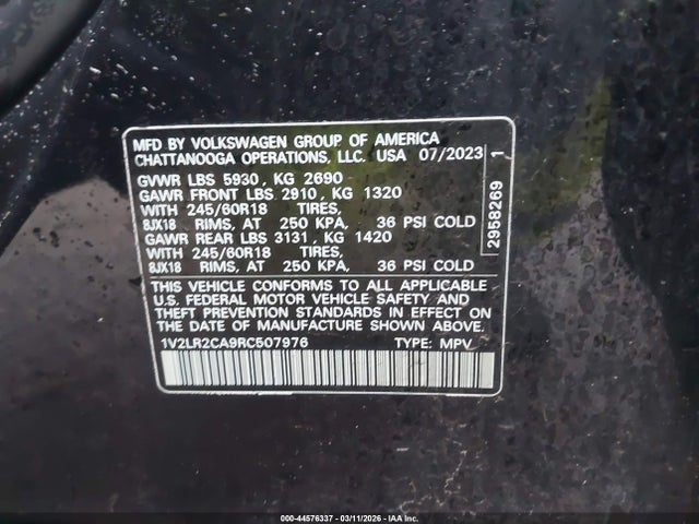 44576337 :رقم المزاد ، 1V2LR2CA9RC507976 vin ، 2024 Volkswagen Atlas 2.0t Se مزاد بيع