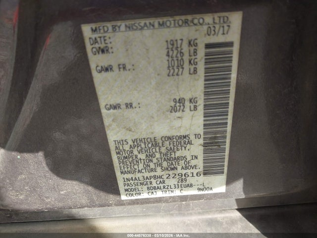1N4AL3AP8HC229616 Nissan Altima 2.5 Sl