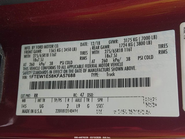 2019 FORD F-150 1FTEW1E58KFA57688 Photo 8