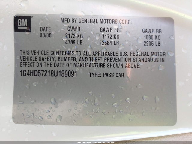 2008 Buick Lucerne Cxl მანქანა იყიდება აუქციონზე, vin: 1G4HD57218U189091, აუქციონის ნომერი: 44576356