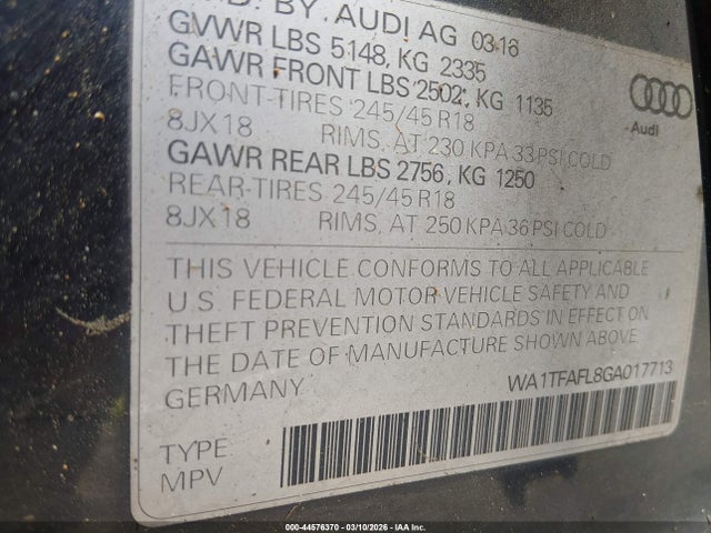 Aukcja sprzedaży 2016 Audi Allroad 2.0t Premium, vin: WA1TFAFL8GA017713, numer aukcji: 44576370