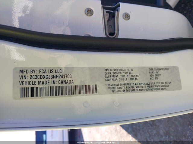 Продаж на аукціоні авто 2022 Dodge Charger Scat Pack, vin: 2C3CDXGJ3NH241700, номер лоту: 44576373