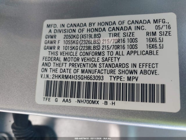 Honda CR-V LX 2016 2HKRM4H35GH663093 Image 9