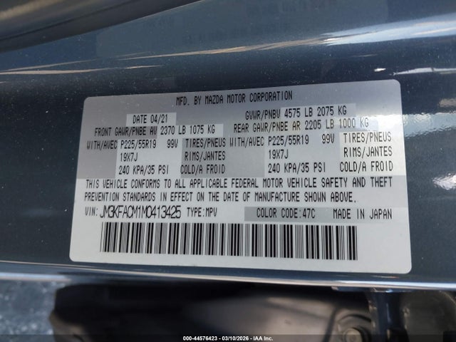 Aukcja sprzedaży 2021 Mazda Cx-5 Carbon Edition, vin: JM3KFACM1M0413425, numer aukcji: 44576423