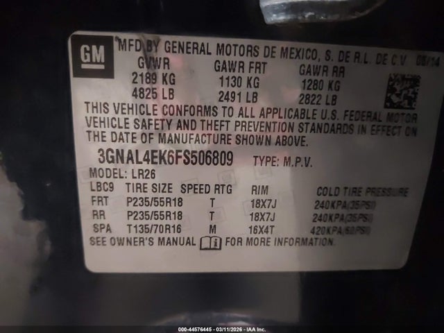 3GNAL4EK6FS506809 Chevrolet Captiva Sport Ltz