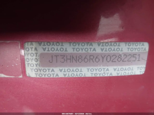 2000 TOYOTA 4RUNNER JT3HN86R6Y0282251 Photo 8