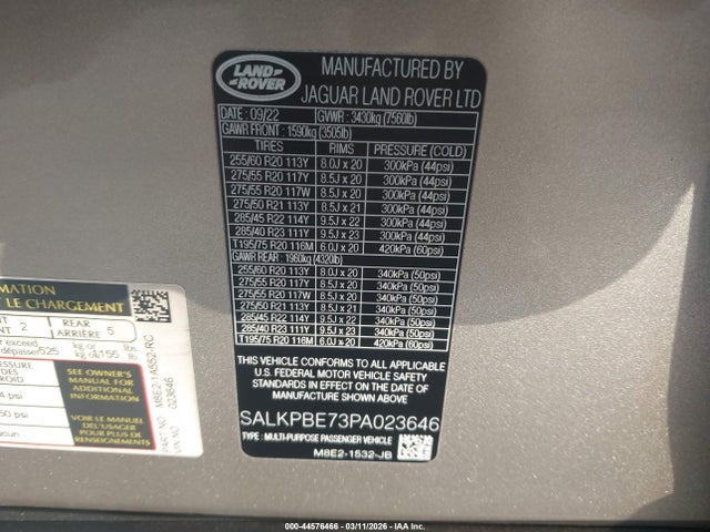 SALKPBE73PA023646 Land Rover Range Rover P530 Se