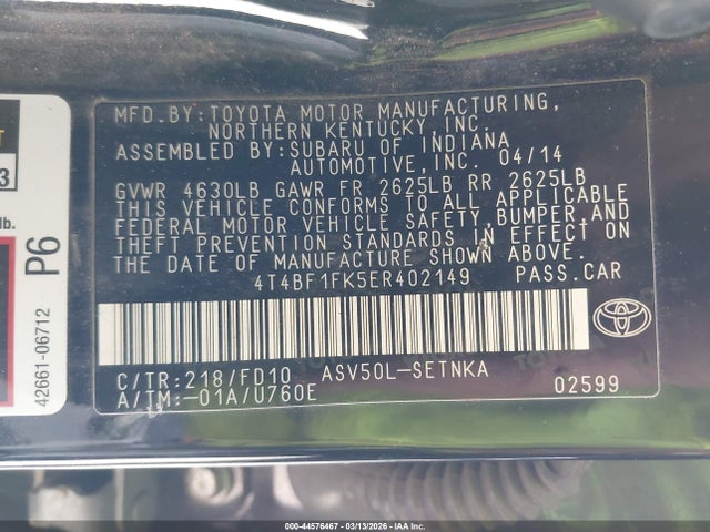 Toyota CAMRY LE 2014 4T4BF1FK5ER402149 Image 9