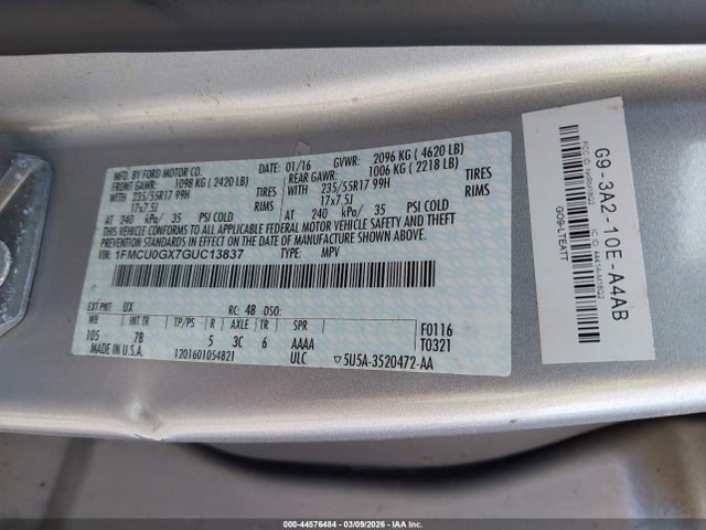 2016 FORD ESCAPE 1FMCU0GX7GUC13837 Photo 8