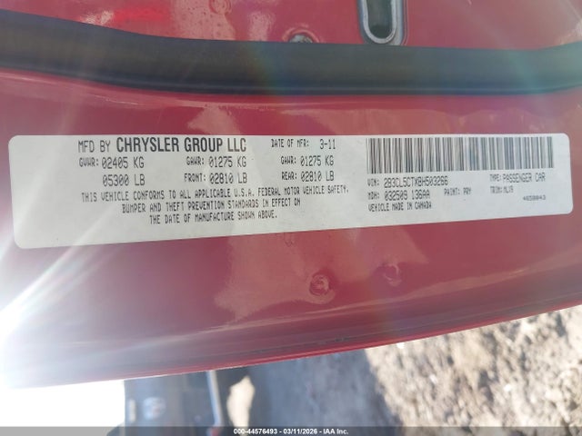 44576493 :رقم المزاد ، 2B3CL5CTXBH503266 vin ، 2011 Dodge Charger R/t مزاد بيع