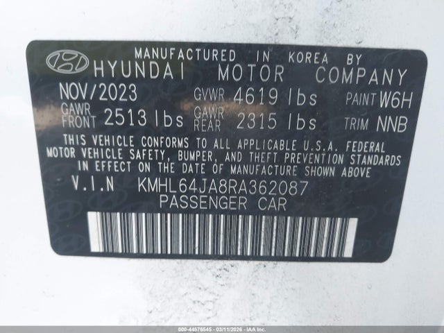 Aukcja sprzedaży 2024 Hyundai Sonata Sel, vin: KMHL64JA8RA362087, numer aukcji: 44576545