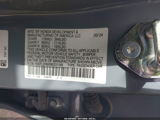19XFL2H8XRE031168 Honda Civic Sport