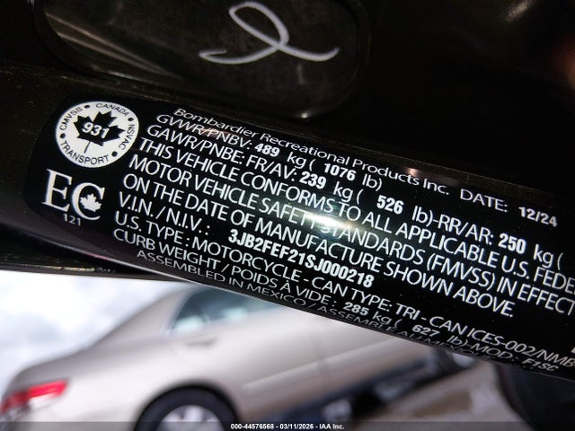 Продаж на аукціоні авто 2025 Can-am Ryker, vin: 3JB2FEF21SJ000218, номер лоту: 44576568