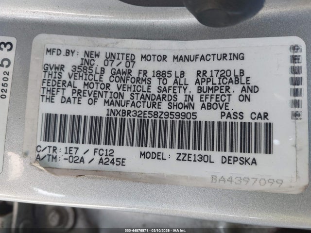 2008 TOYOTA COROLLA 1NXBR32E58Z959905 Photo 8