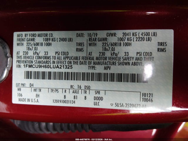 2020 FORD ESCAPE 1FMCU9H60LUA21325 Photo 8