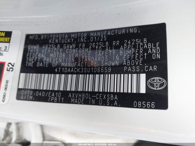 Toyota CAMRY SE 2025 4T1DAACK3SU106659 Image 9