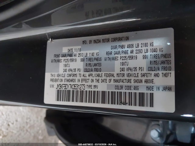 Продаж на аукціоні авто 2019 Mazda Cx-5 Grand Touring Reserve, vin: JM3KFBDY7K0531273, номер лоту: 44576632