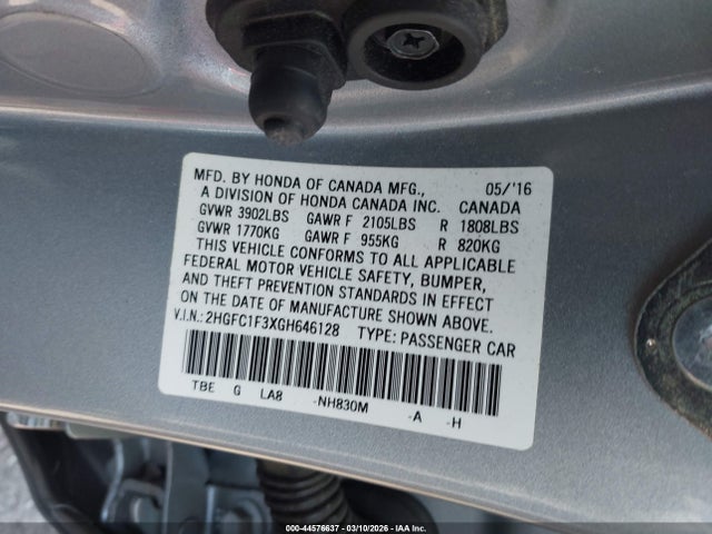 2HGFC1F3XGH646128 Honda Civic Ex-t