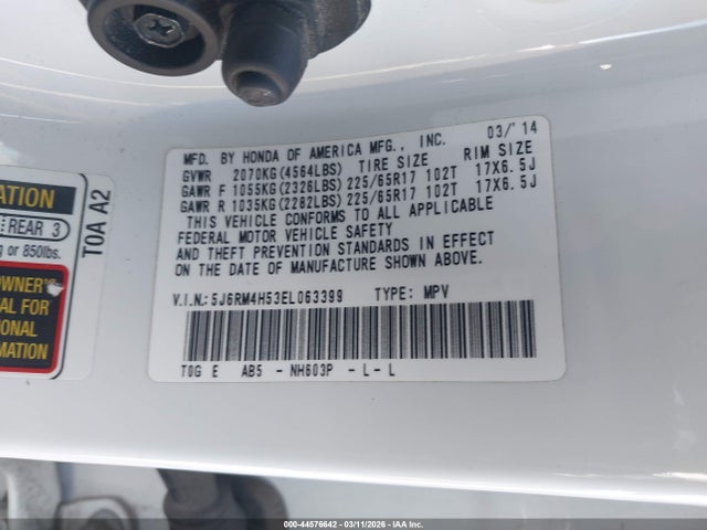 Honda CR-V EX 2014 5J6RM4H53EL063399 Image 9