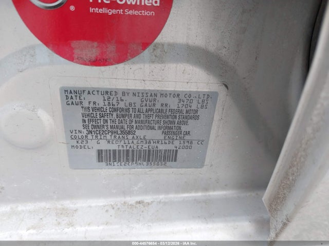 Aukcja sprzedaży 2017 Nissan Versa Note Sl, vin: 3N1CE2CP9HL355852, numer aukcji: 44576654