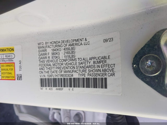 19XFL1H71RE003034 Honda Civic Ex-l