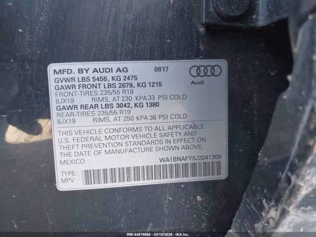 2018 AUDI Q5 WA1BNAFY6J2041309 Photo 8