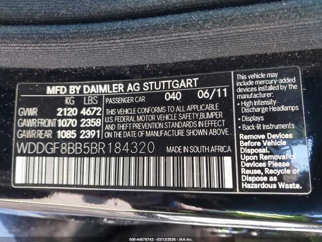 2011 MERCEDES-BENZ C 300 WDDGF8BB5BR184320 Photo 8