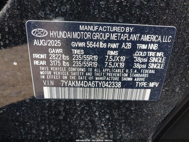 Aukcja sprzedaży 2026 Hyundai Ioniq 5 Se, vin: 7YAKM4DA6TY042338, numer aukcji: 44576795