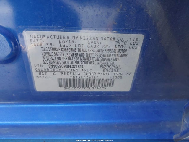 Nissan Versa Note S Plus 2015 3N1CE2CP0FL371824 Image 9