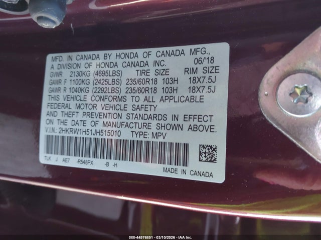 2HKRW1H51JH515010 Honda CR-V EX