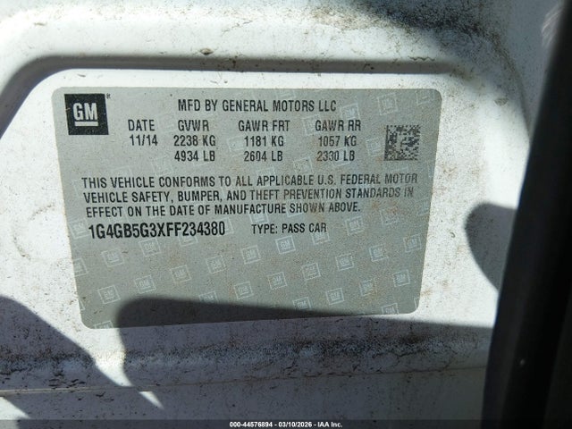 Продажа на аукционе авто 2015 Buick Lacrosse Leather, vin: 1G4GB5G3XFF234380, номер лота: 44576894