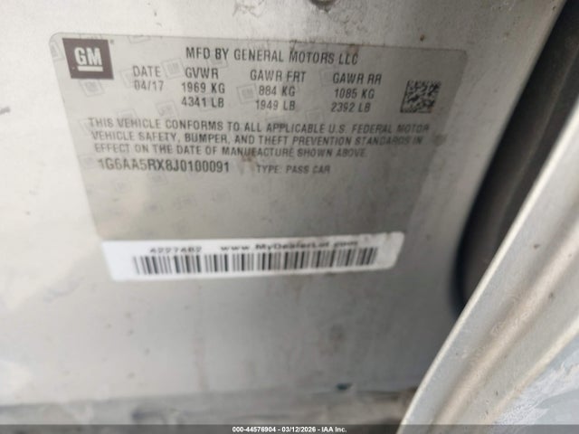 44576904 :رقم المزاد ، 1G6AA5RX8J0100091 vin ، 2018 Cadillac Ats Standard مزاد بيع