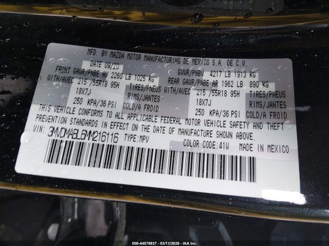 2021 Mazda Cx-30 Select მანქანა იყიდება აუქციონზე, vin: 3MVDMABL6MM216116, აუქციონის ნომერი: 44576937
