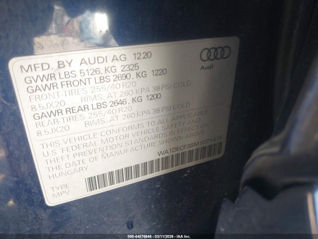 2021 AUDI Q3 WA1DECF38M1071415 Photo 8