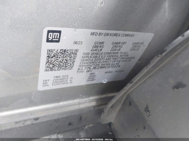 KL77LJE29RC072474 Chevrolet Trax Fwd 2rs